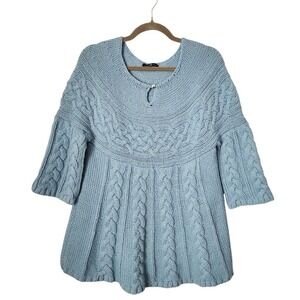 GAP‎ Y2K 2007 Blue Cable Knit Babydoll Sweater Wool Blend coquette 2000s L